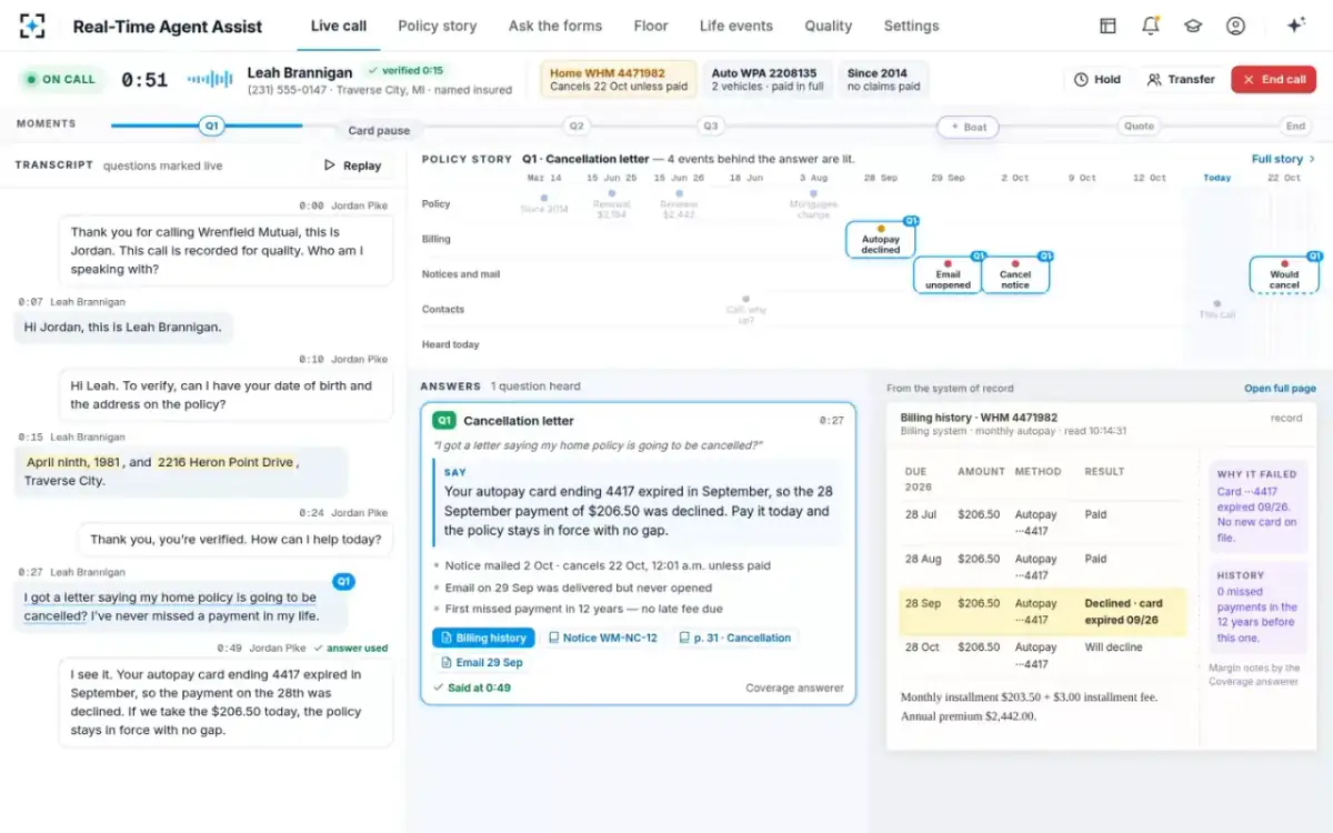 Real-Time Agent Assist — An answer with its sources
