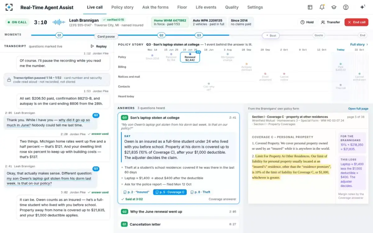 Real-Time Agent Assist — The clause from their own form