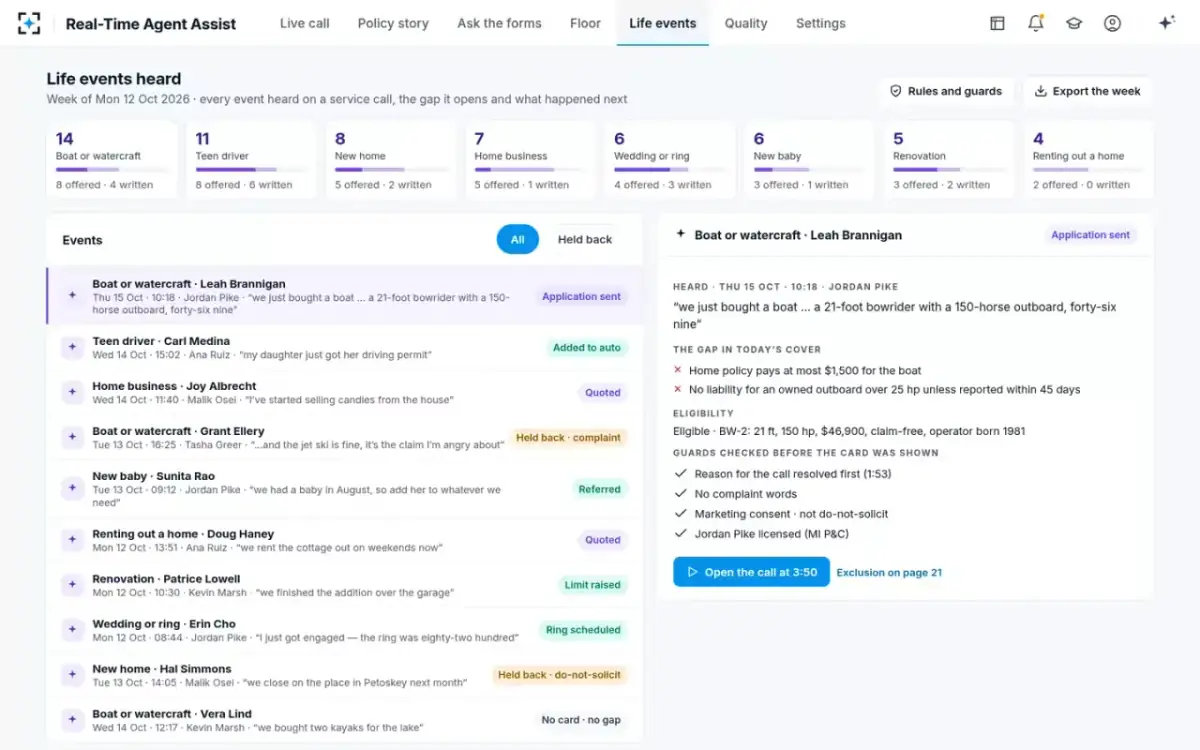 Real-Time Agent Assist — Life events heard