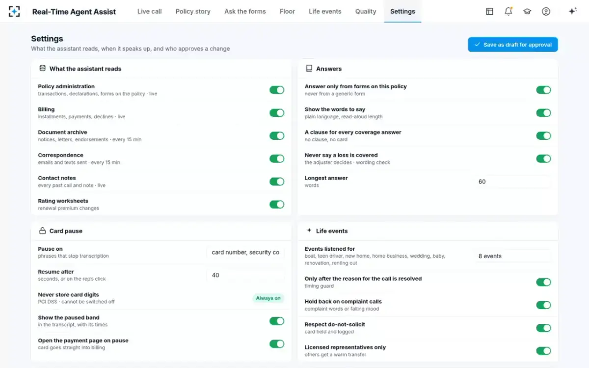 Real-Time Agent Assist — Your service center’s rules