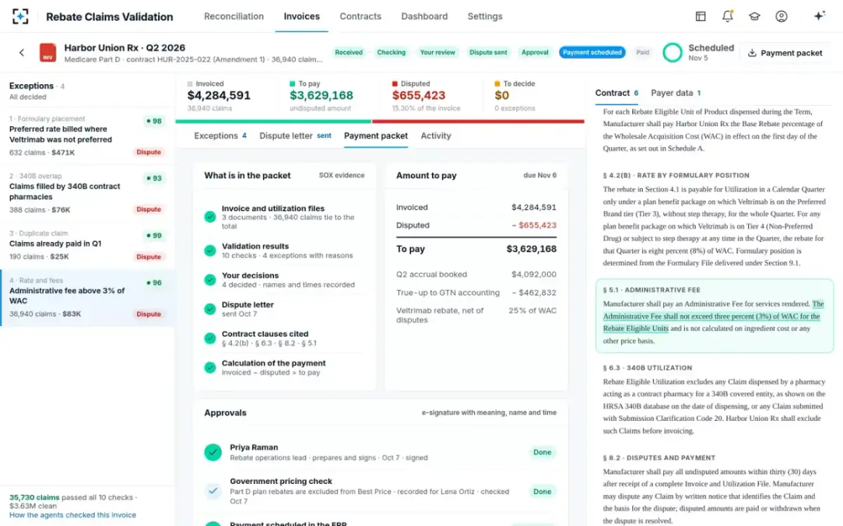 Rebate Claims Validation — Payment packet and approvals