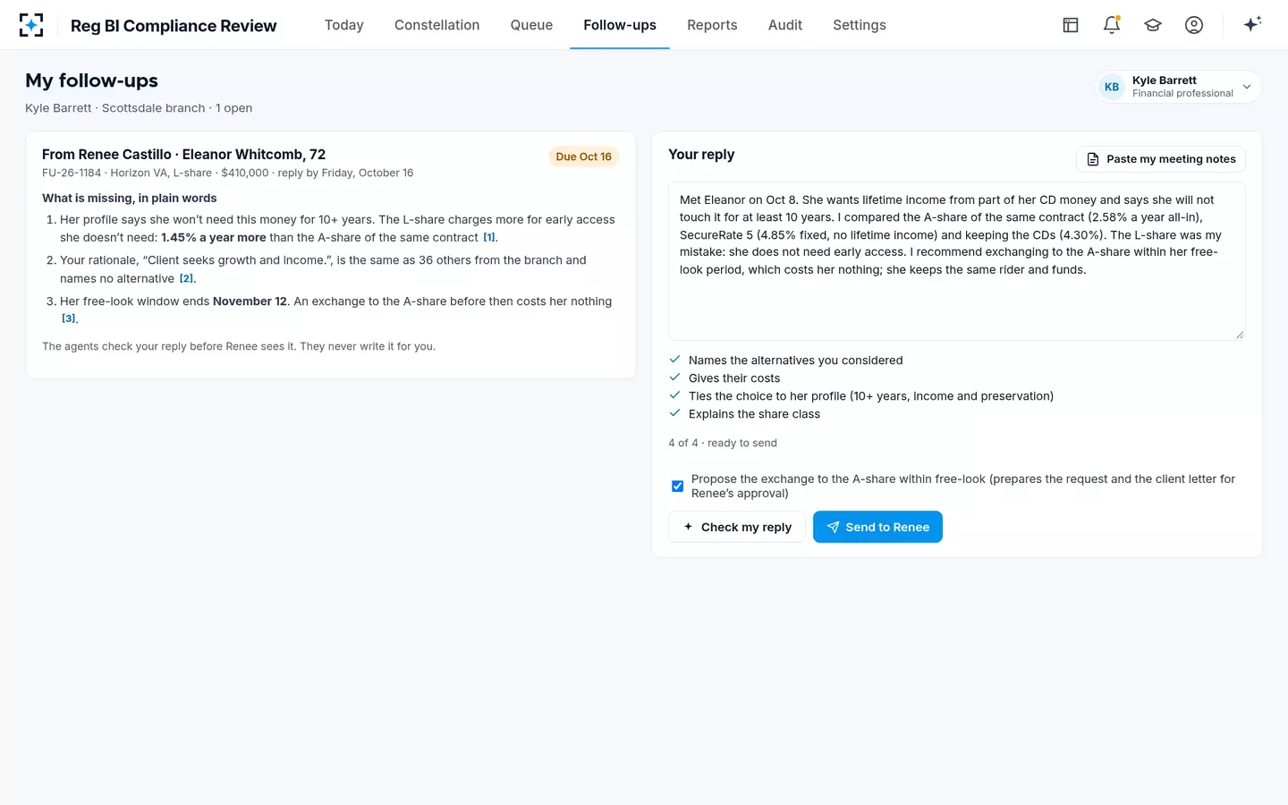 Reg BI Compliance Review — The advisor's view