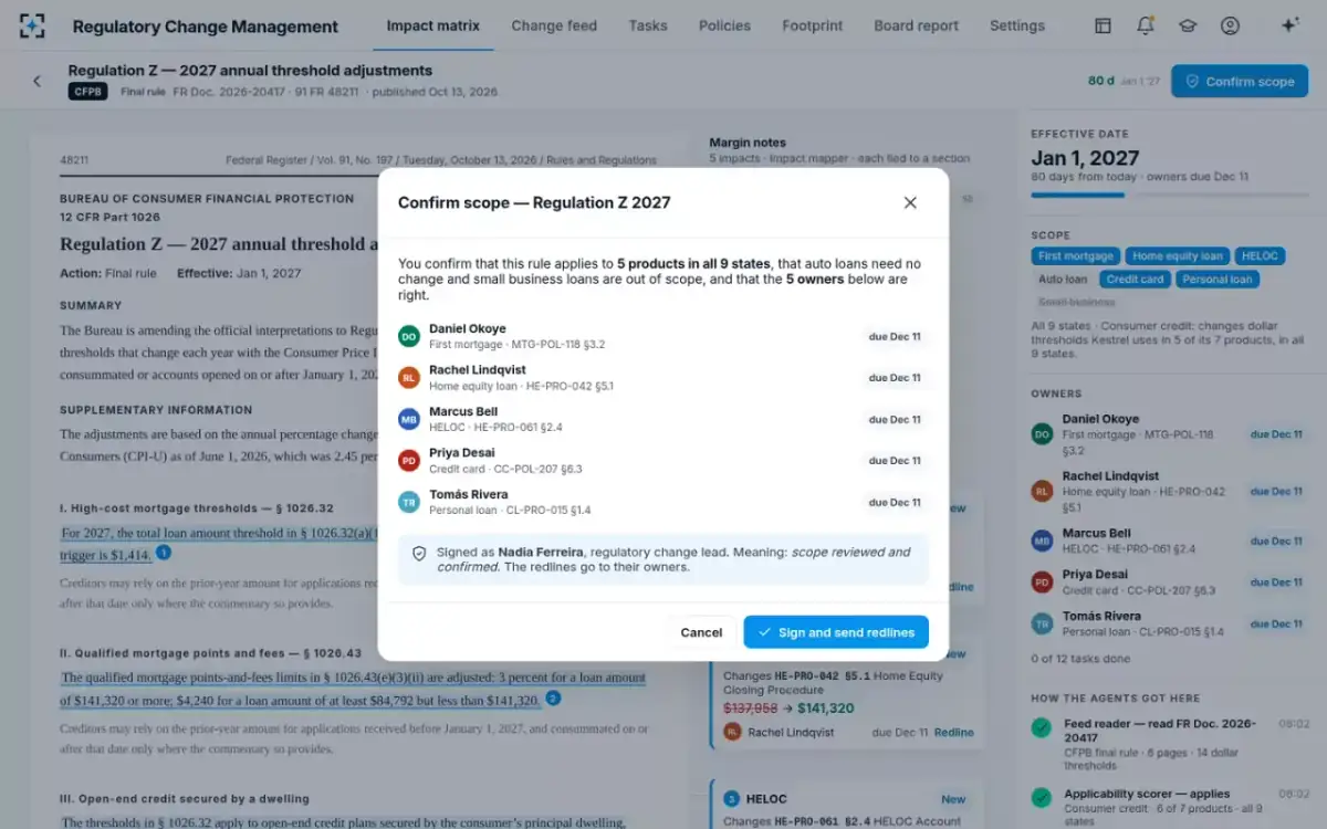 Regulatory Change Management — Scope confirmation