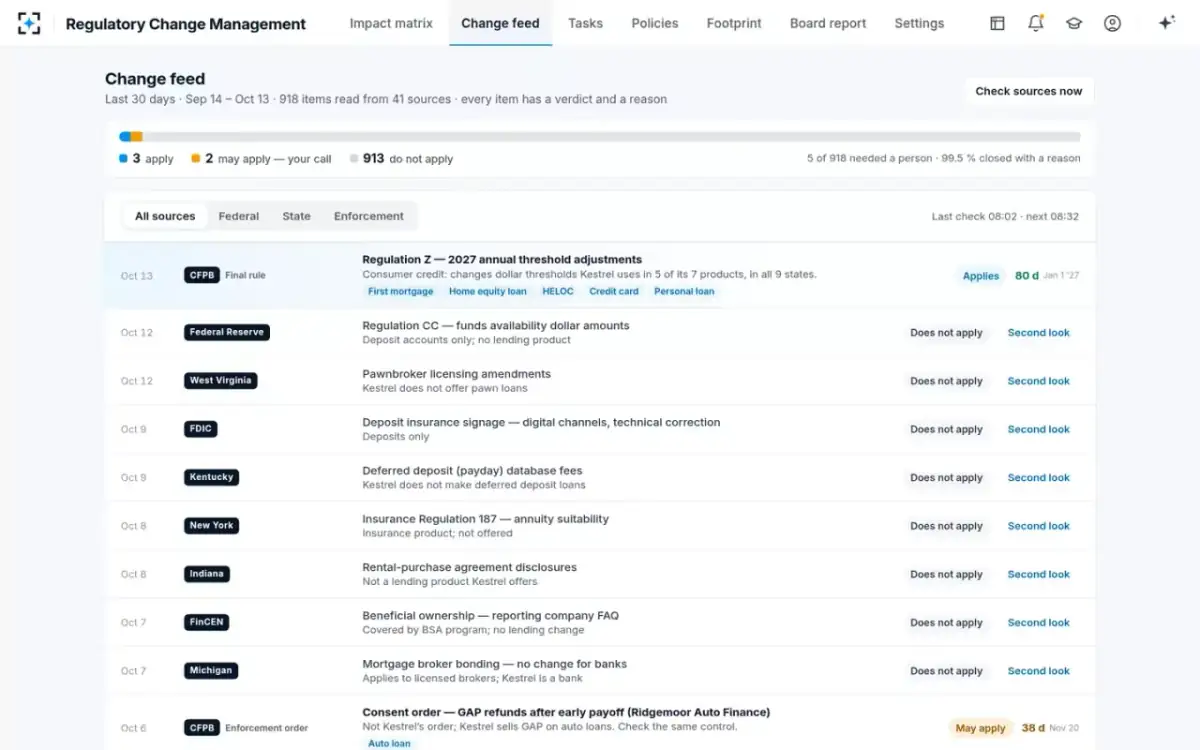 Regulatory Change Management — The change feed