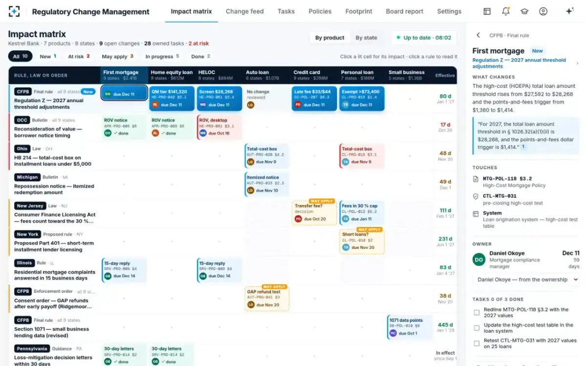 Regulatory Change Management — One cell’s impact