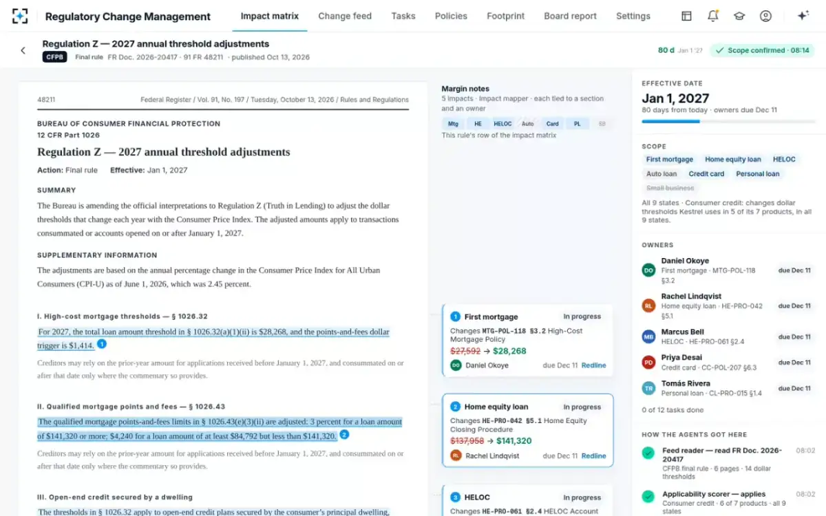 Regulatory Change Management — Scope confirmed