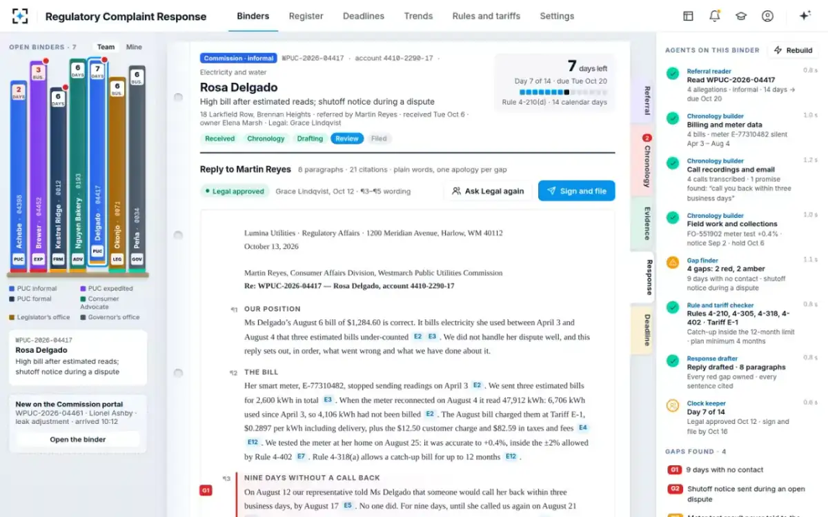 Regulatory Complaint Response — The reply