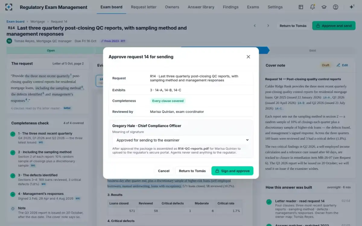 Regulatory Exam Management — CCO approval