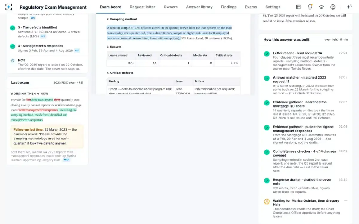 Regulatory Exam Management — How the answer was built