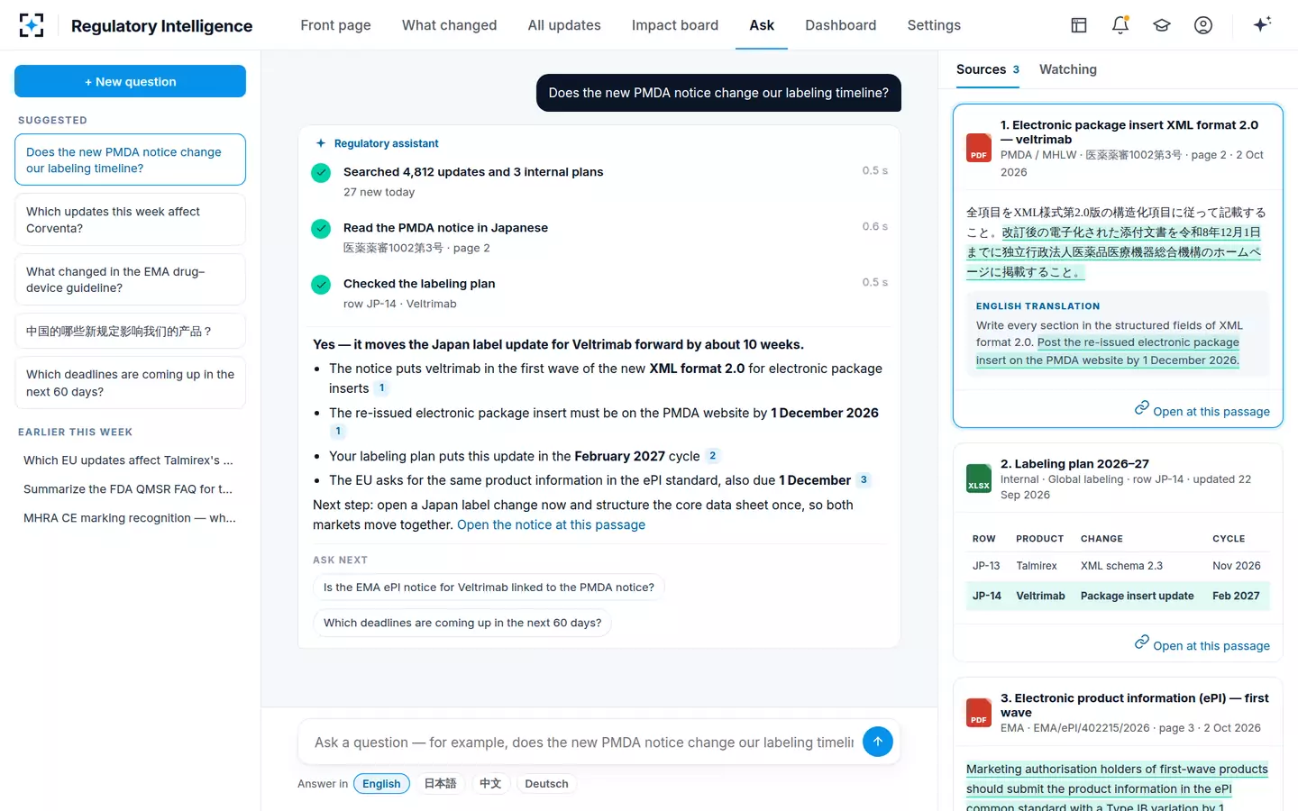 Regulatory Intelligence — Ask in any language