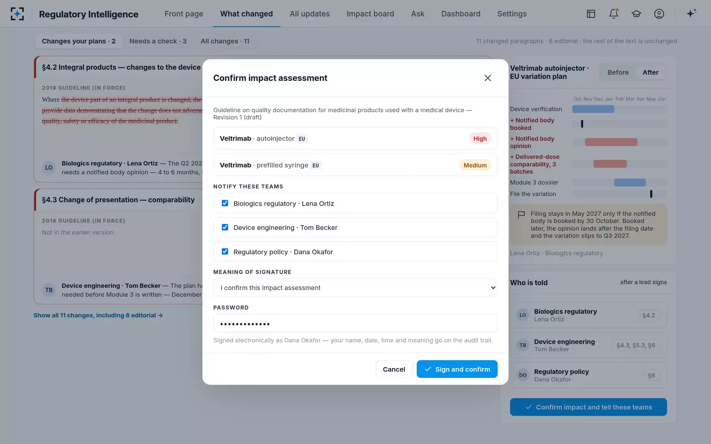 Regulatory Intelligence — Confirm the impact