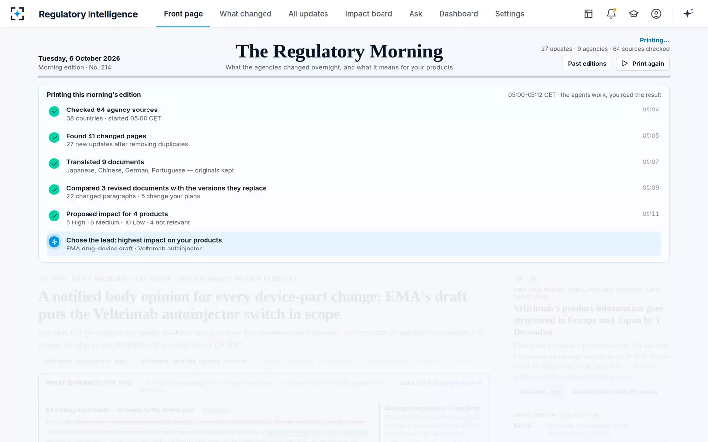 Regulatory Intelligence — The edition printing