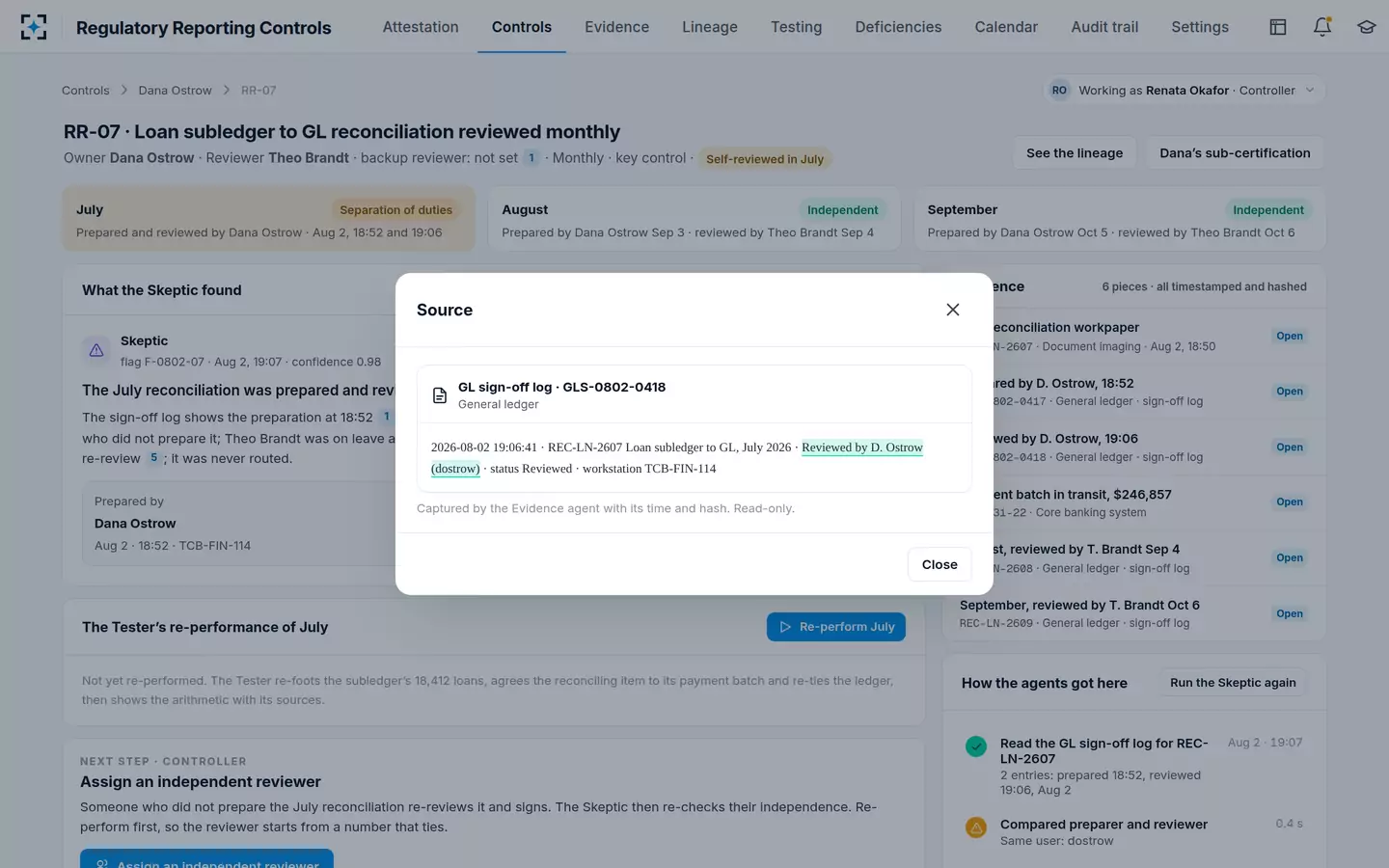 Regulatory Reporting Controls — Every statement opens to its source