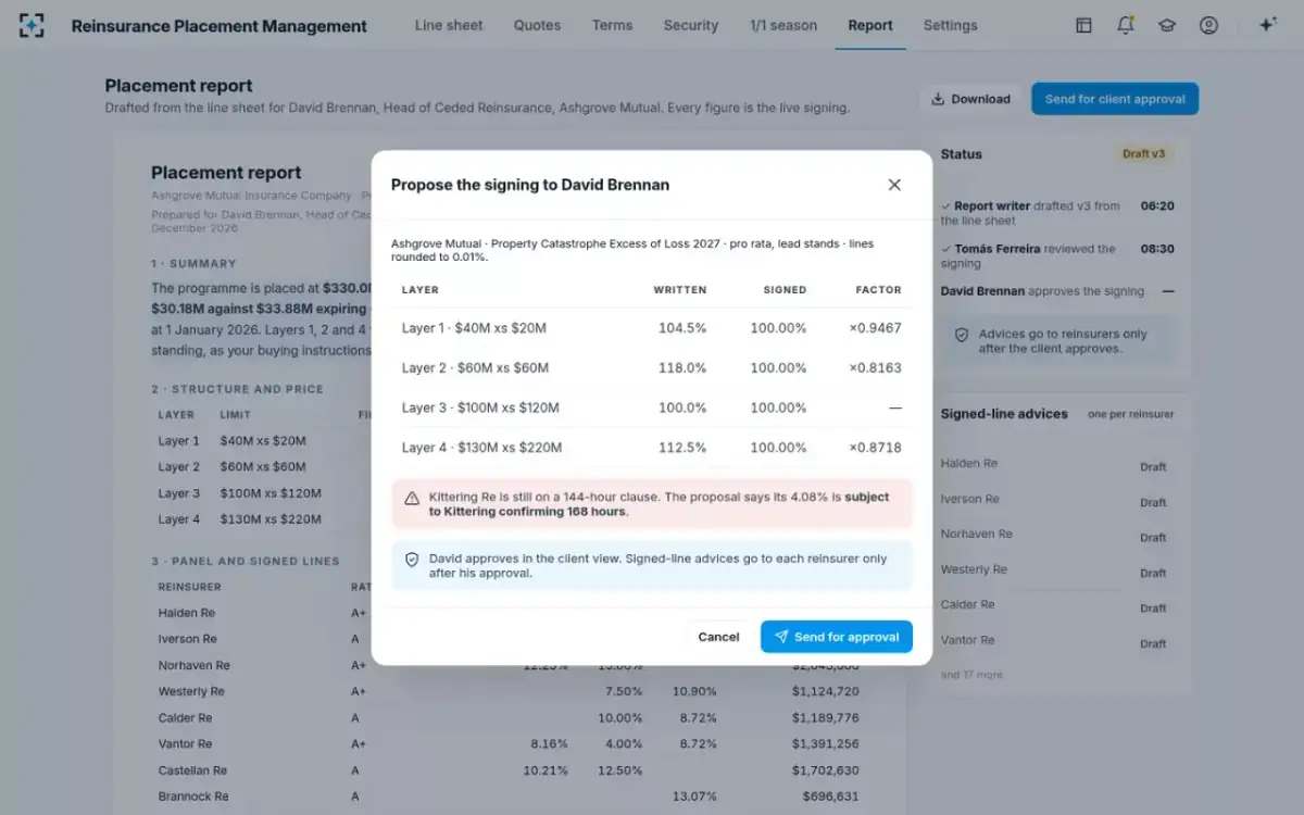 Reinsurance Placement Management — Proposing the signing
