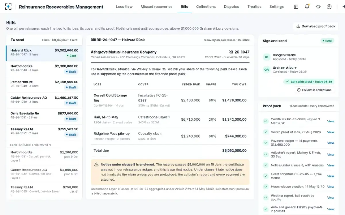 Reinsurance Recoverables Management — Sign and send