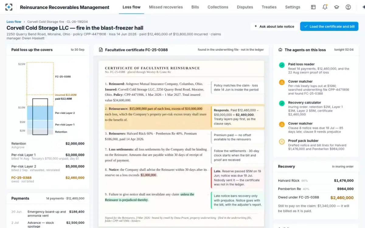 Reinsurance Recoverables Management — The loss and its certificate