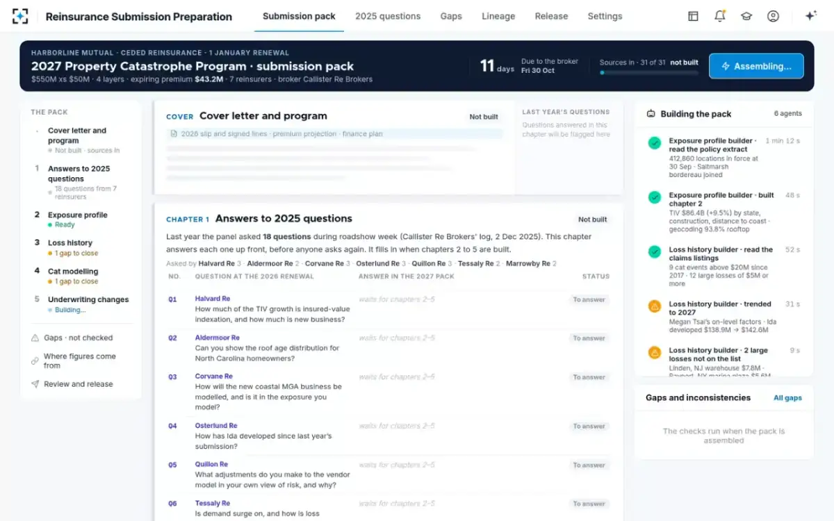 Reinsurance Submission Preparation — Building the pack