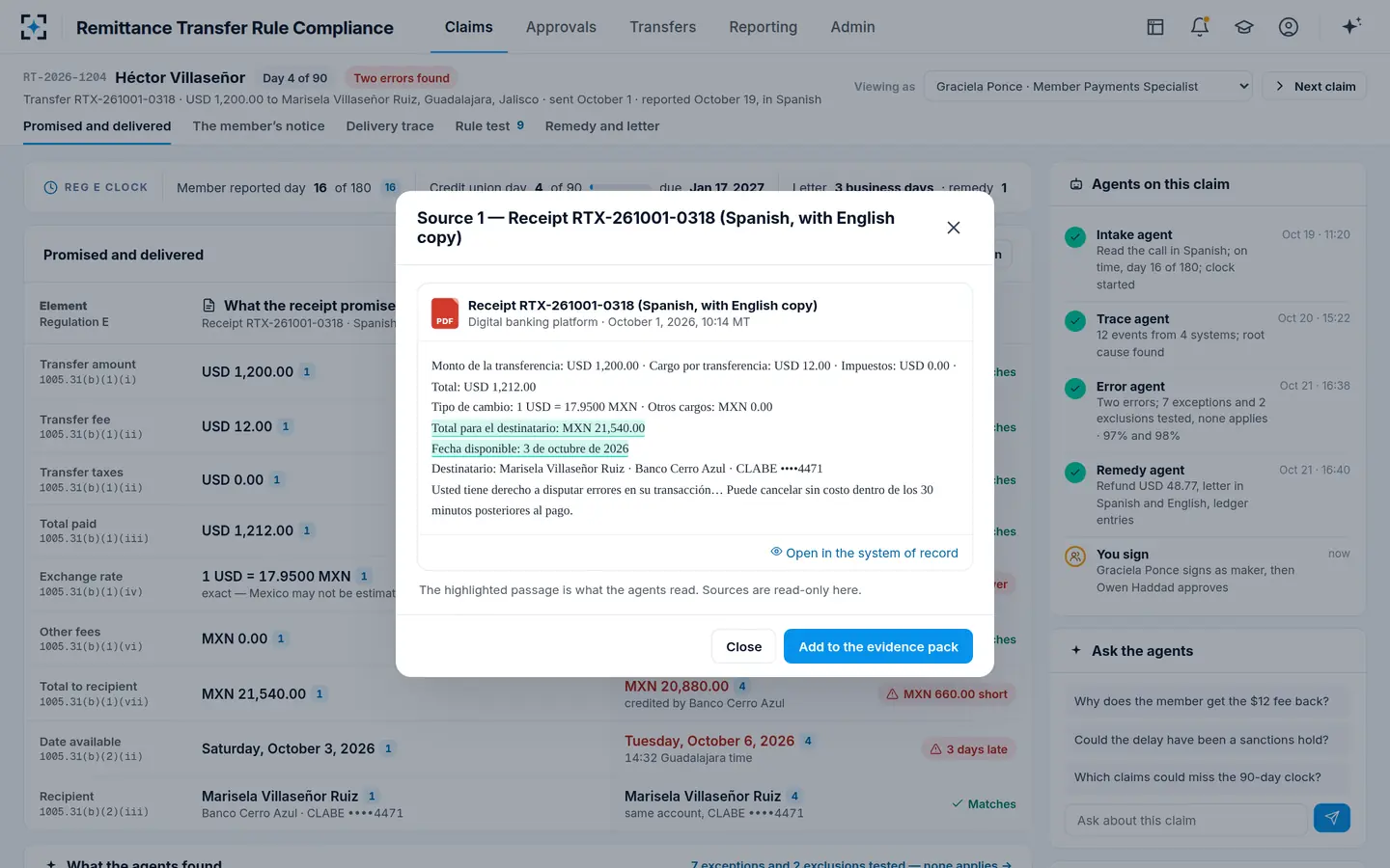 Remittance Transfer Rule Compliance — Every value, its source