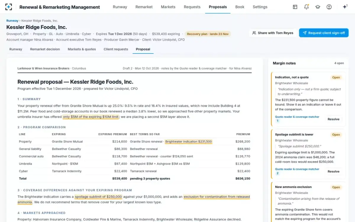 Renewal & Remarketing Management — The renewal proposal