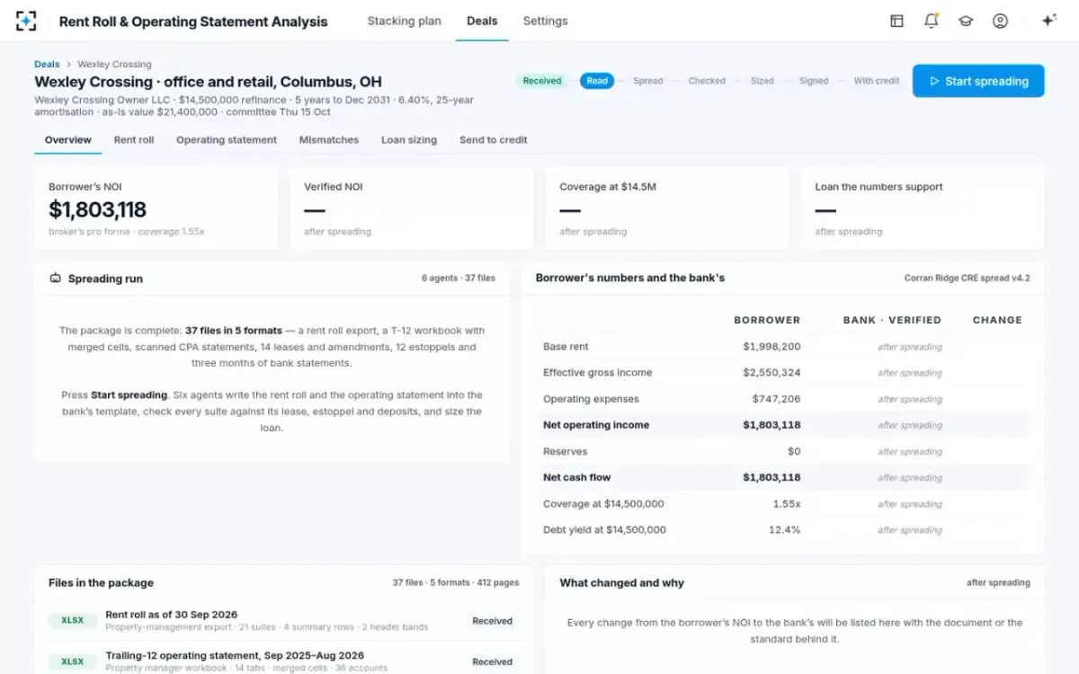Rent Roll & Operating Statement Analysis — The deal workspace