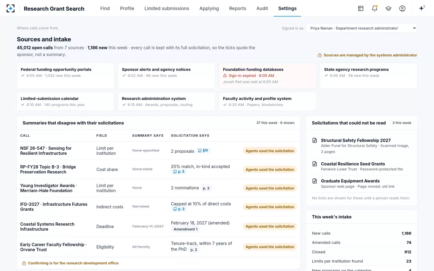 Research Grant Search — Where funding opportunity database summaries disagree with the solicitation