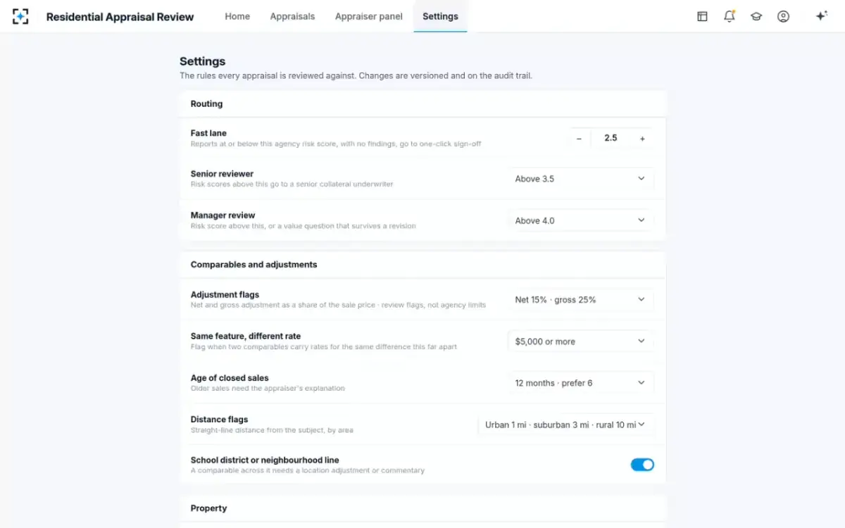 Residential Appraisal Review — Your review rules