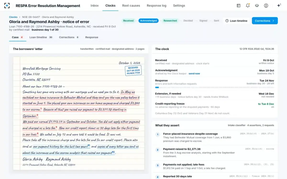 RESPA Error Resolution Management — The case