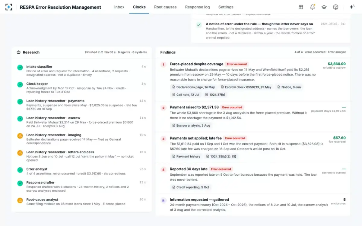 RESPA Error Resolution Management — Research and findings