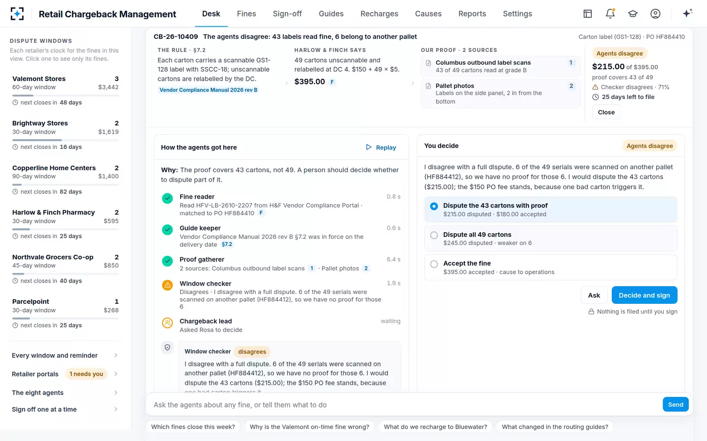 Retail Chargeback Management — When the agents disagree