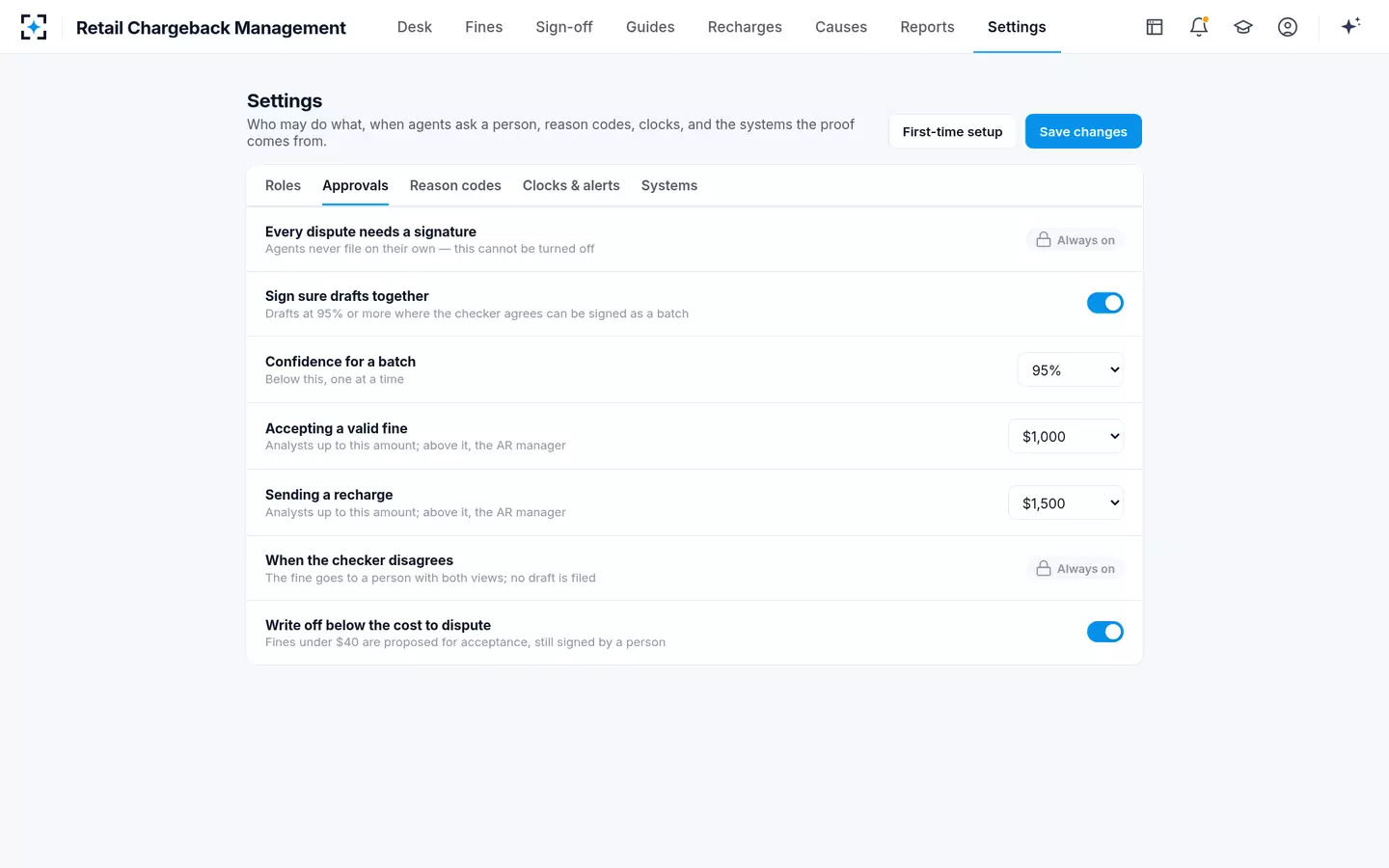 Retail Chargeback Management — Your rules