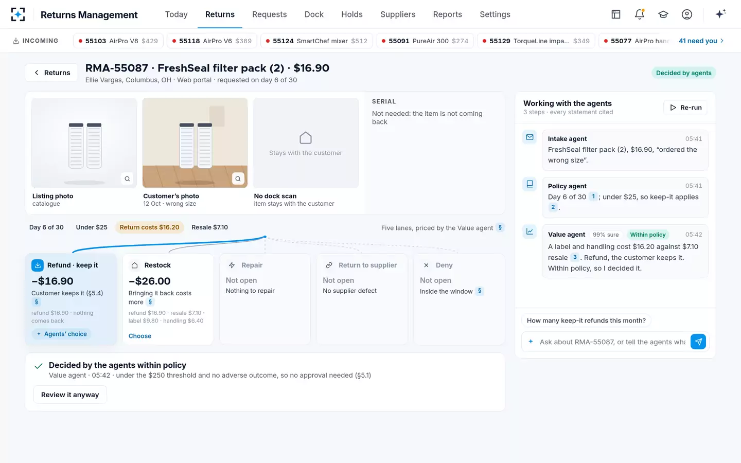Returns Management — A keep-it refund