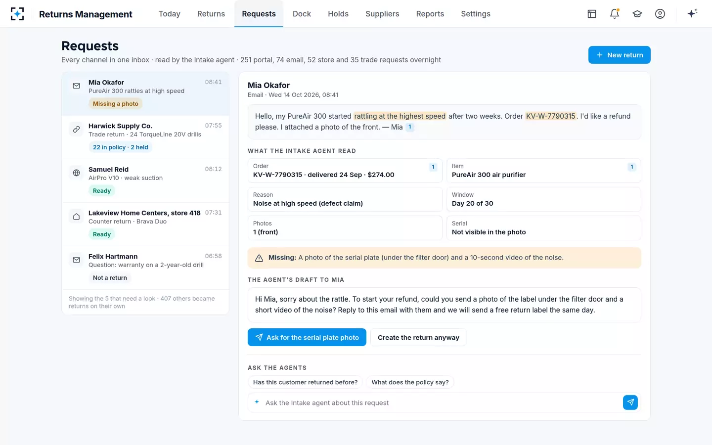 Returns Management — Requests from every channel