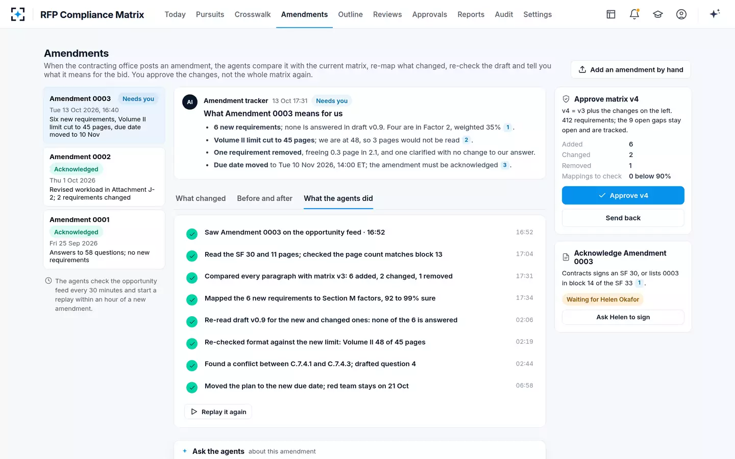RFP Compliance Matrix — The overnight replay