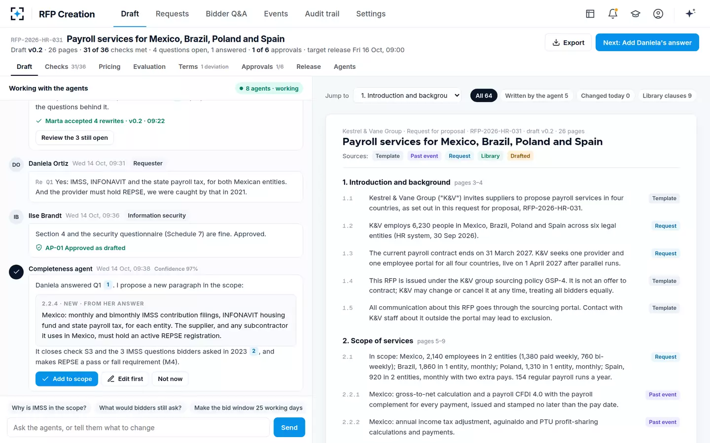 RFP Creation — Working with the agents