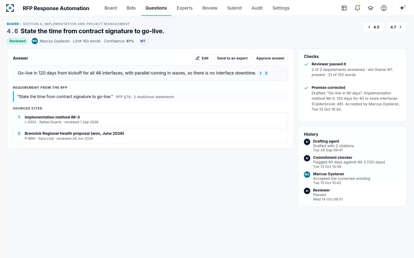 RFP Response Automation — One answer and its sources