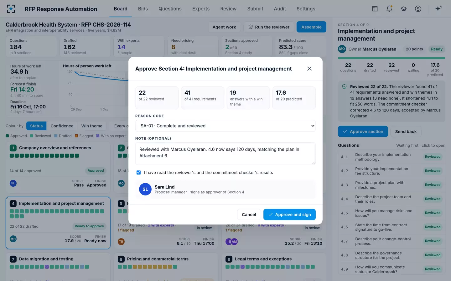 RFP Response Automation — Approve a section