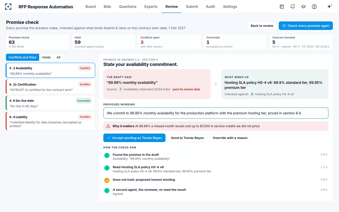 RFP Response Automation — The promise check