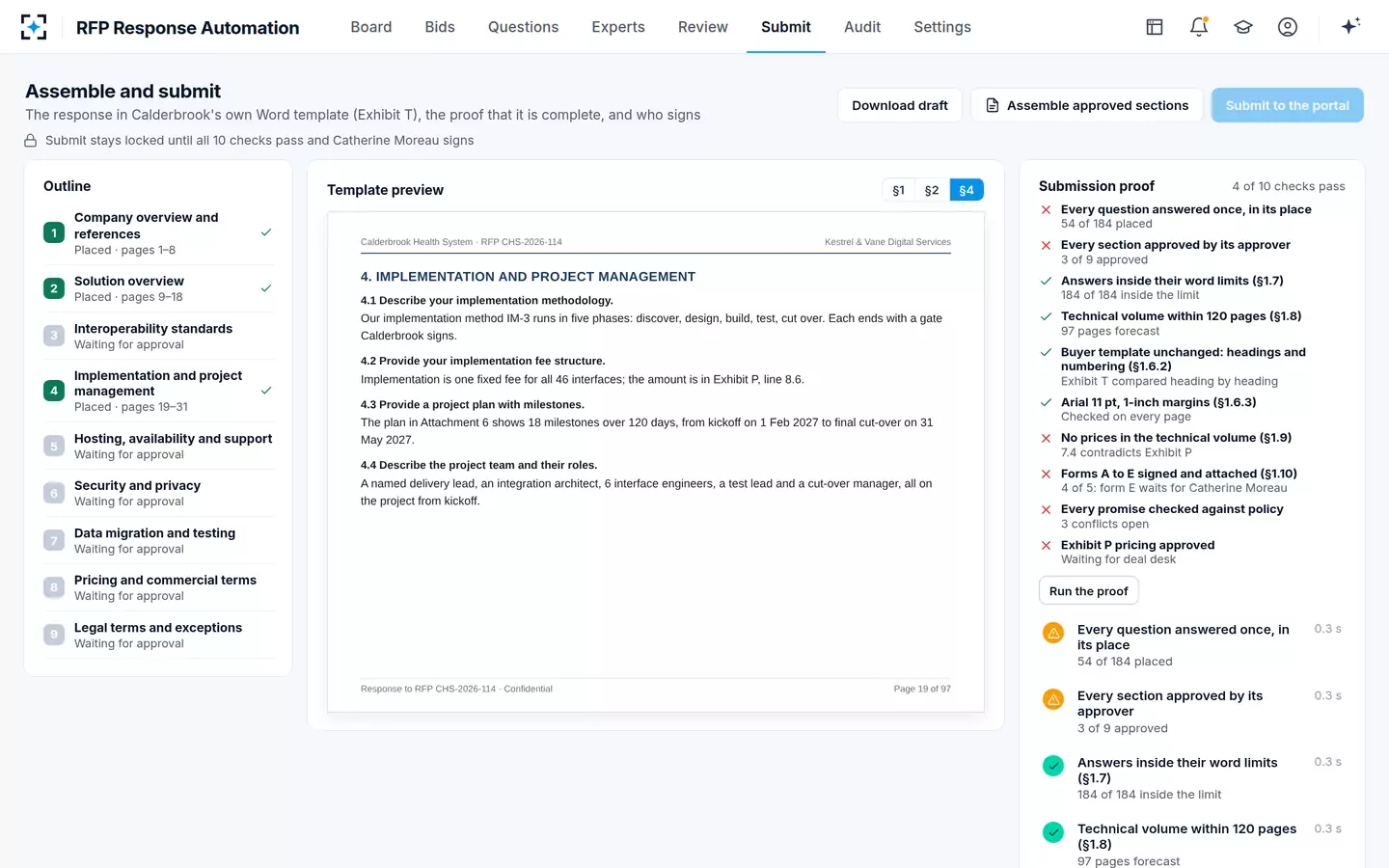 RFP Response Automation — Assemble and submit