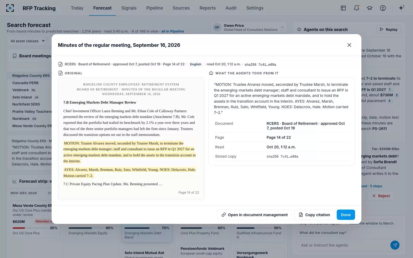 RFP Tracking — The minutes page behind the signal