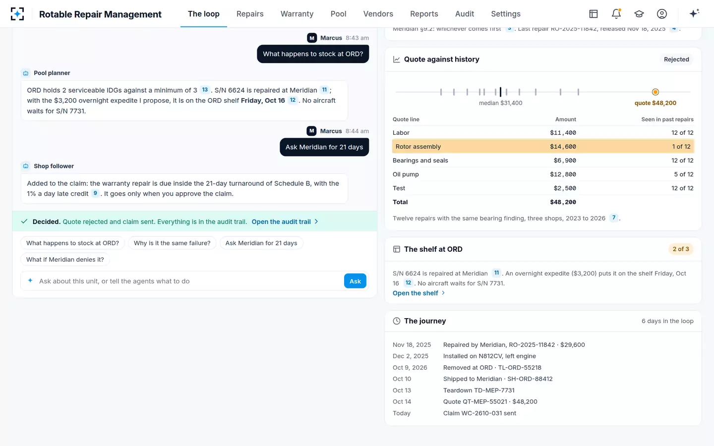 Rotable Repair Management — Decided and sent