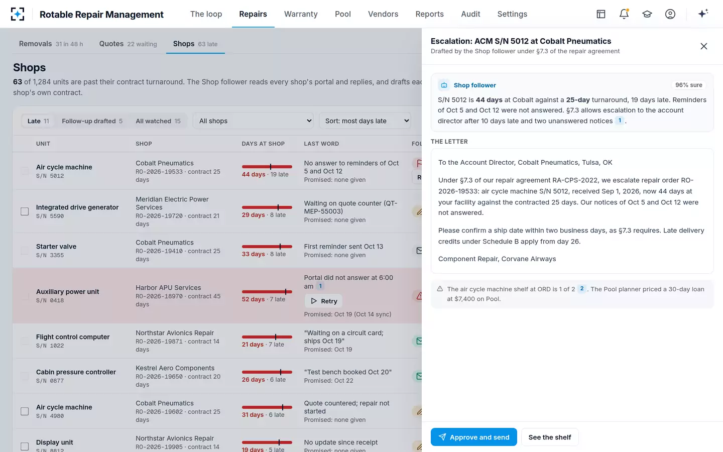 Rotable Repair Management — Shops and turnaround