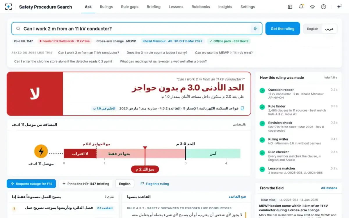 Safety Procedure Search — The ruling in Arabic
