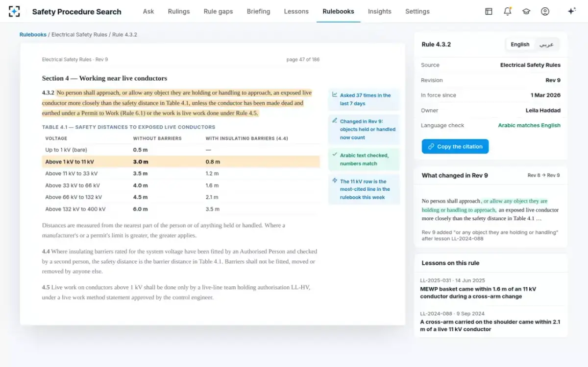 Safety Procedure Search — The rule in its rulebook