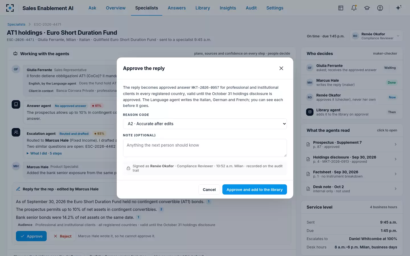 Sales Enablement AI — Compliance approval