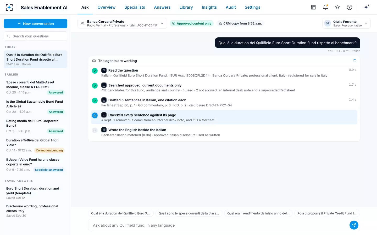 Sales Enablement AI — The agents at work