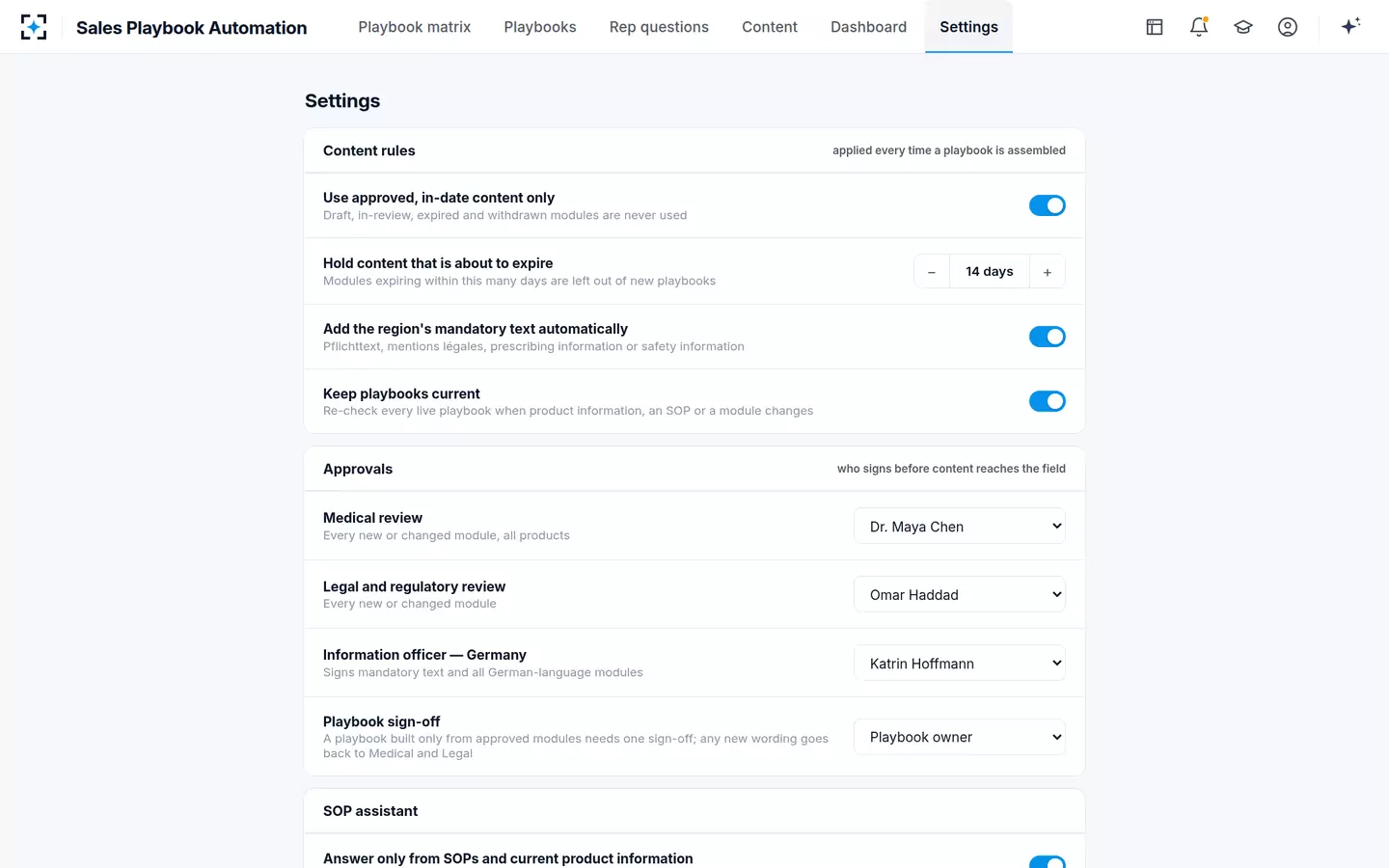 Sales Playbook Automation — Your rules