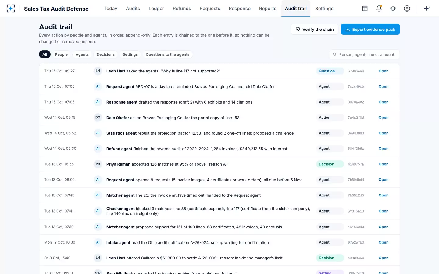 Sales Tax Audit Defense — Audit trail