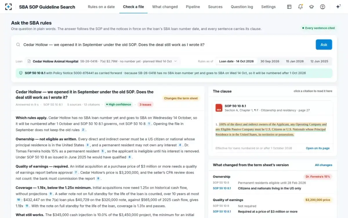 SBA SOP Guideline Search — The cited answer