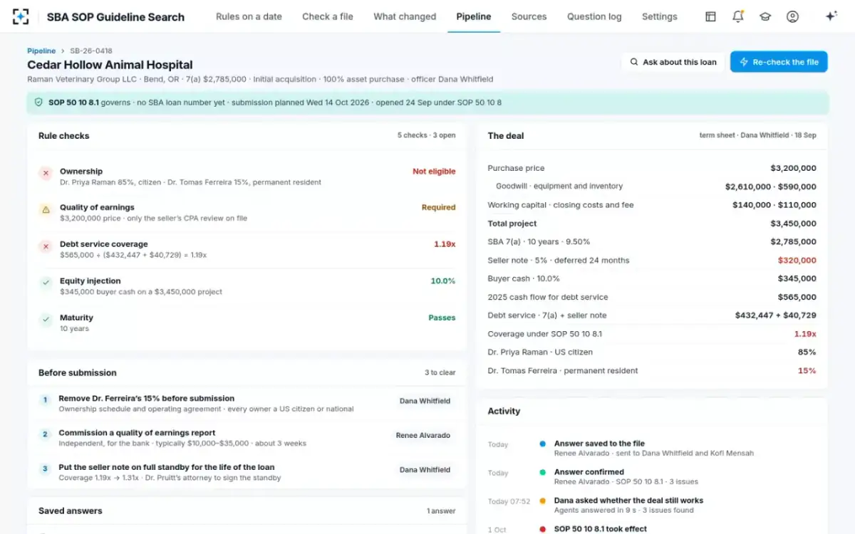 SBA SOP Guideline Search — The loan file
