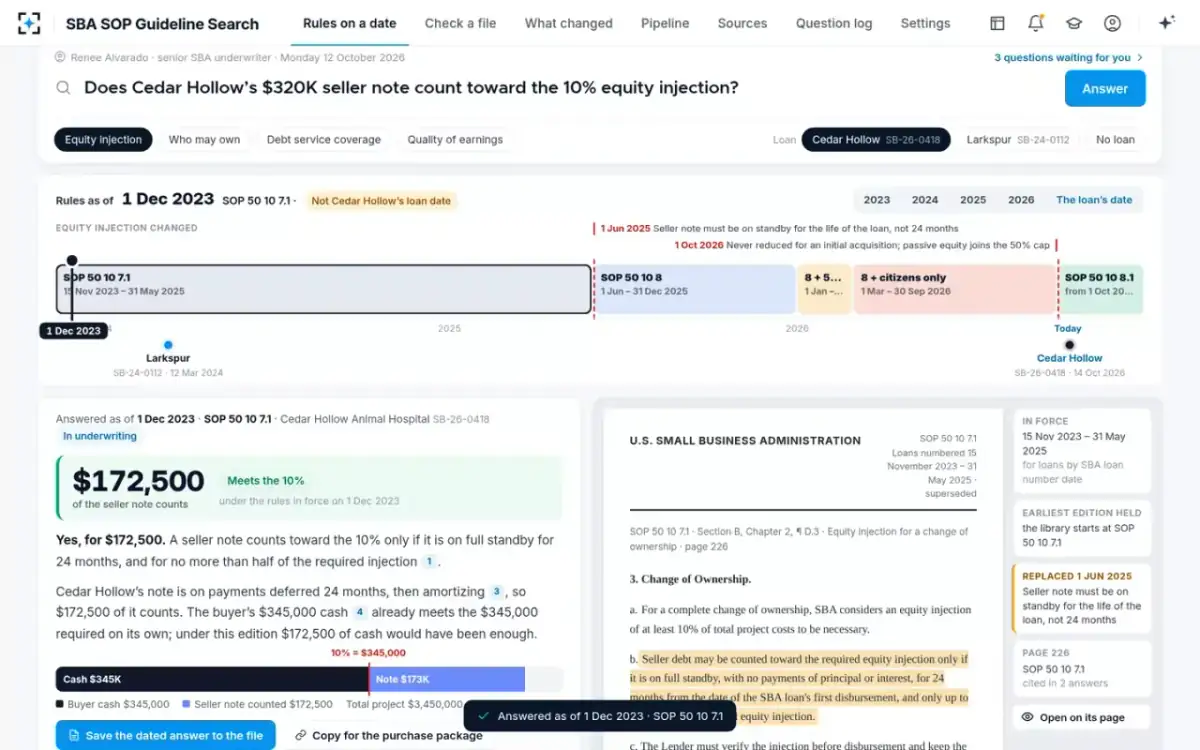 SBA SOP Guideline Search — The date moved back